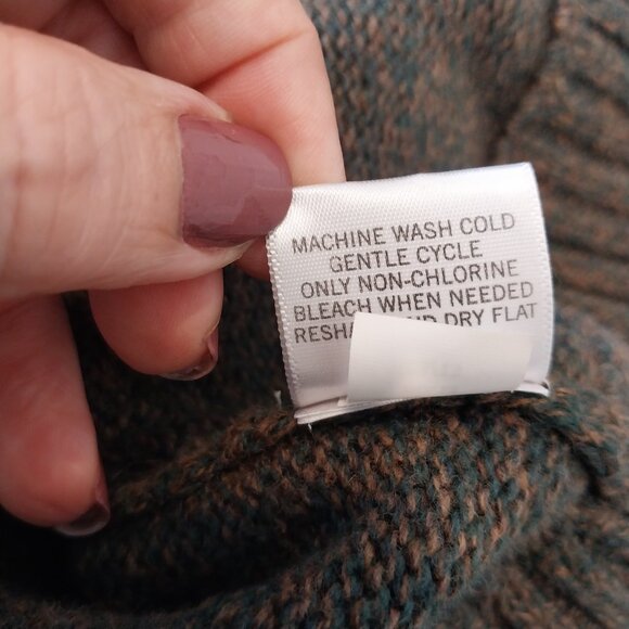 Banana Republic Sweater Mens L Green Wool Cotton Chunky Shawl Collar Horn Button - Picture 9 of 9